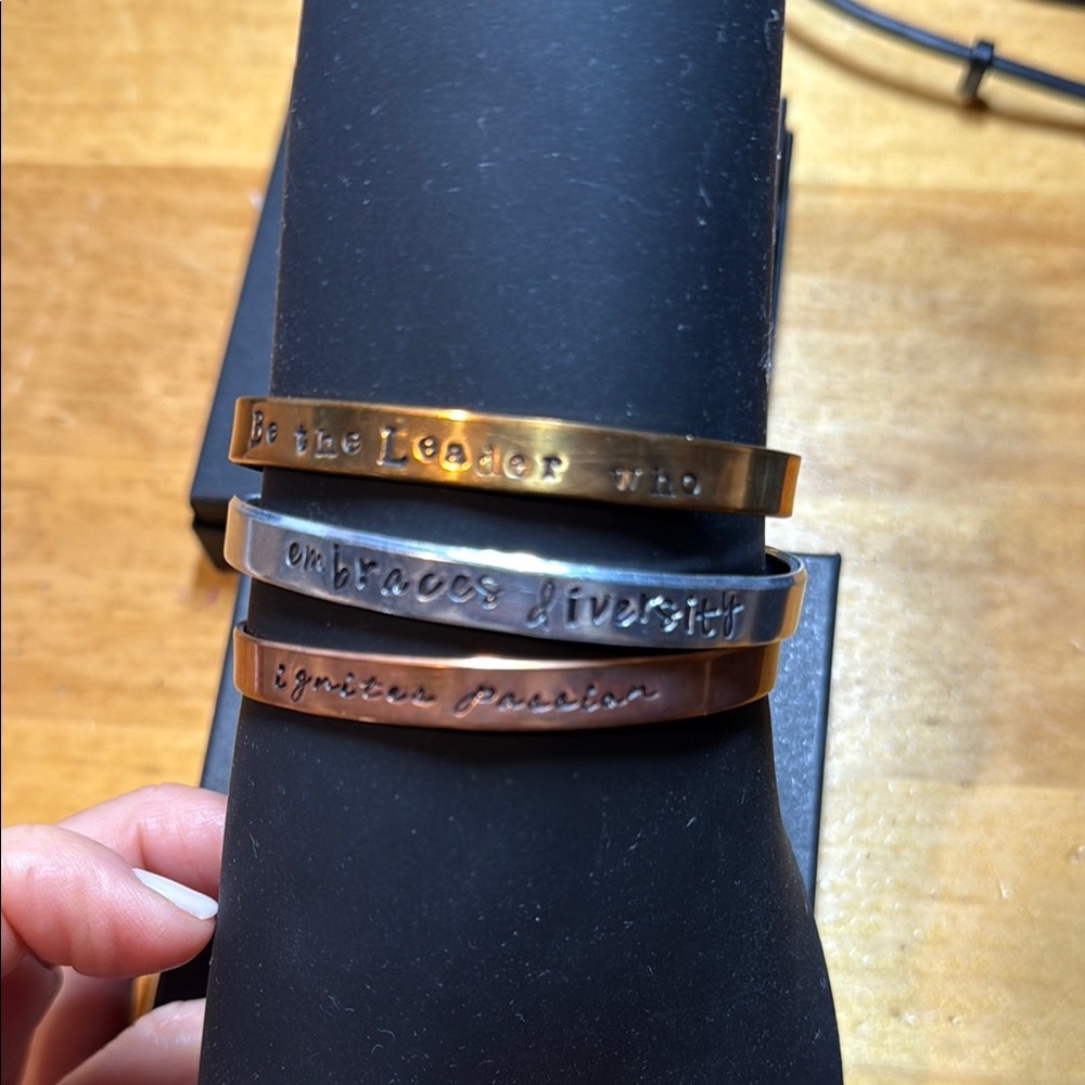 Engraved Gold and Silver Bracelets Set